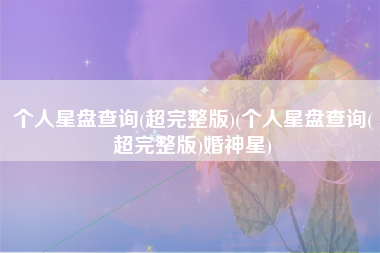个人星盘查询(超完整版)(个人星盘查询(超完整版)婚神星)