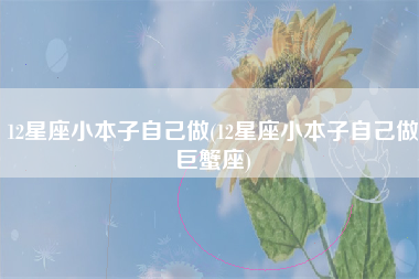 12星座小本子自己做(12星座小本子自己做巨蟹座)