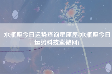 水瓶座今日运势查询星座屋(水瓶座今日运势科技紫微网)