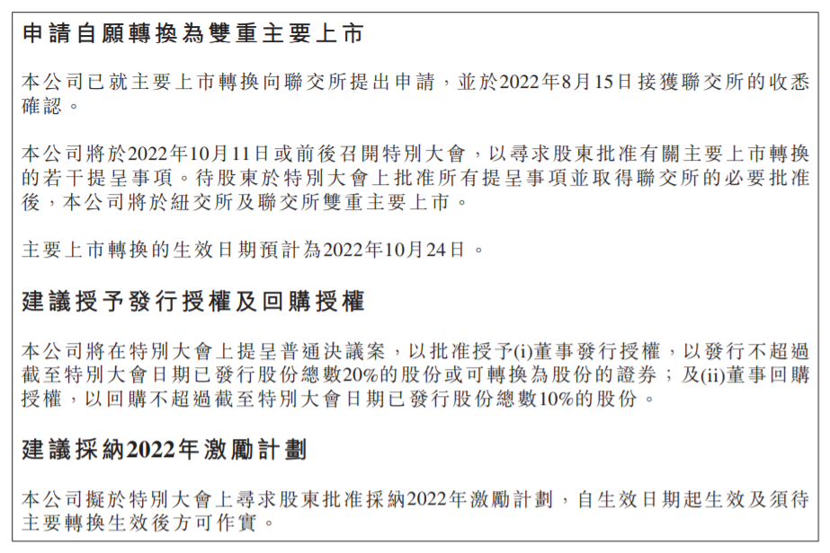 百胜中国申请自愿转换为双重主要上市