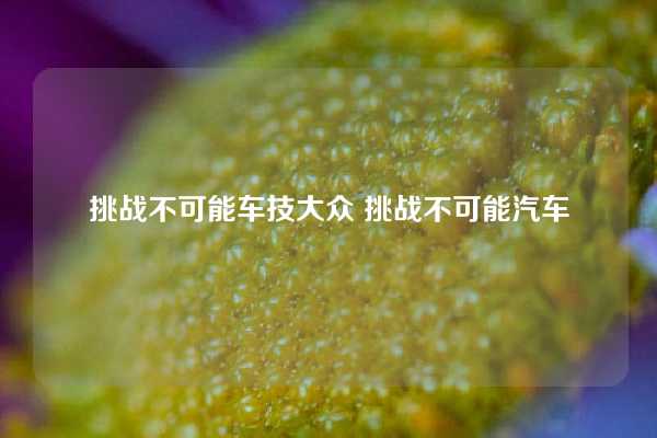 挑战不可能车技大众 挑战不可能汽车